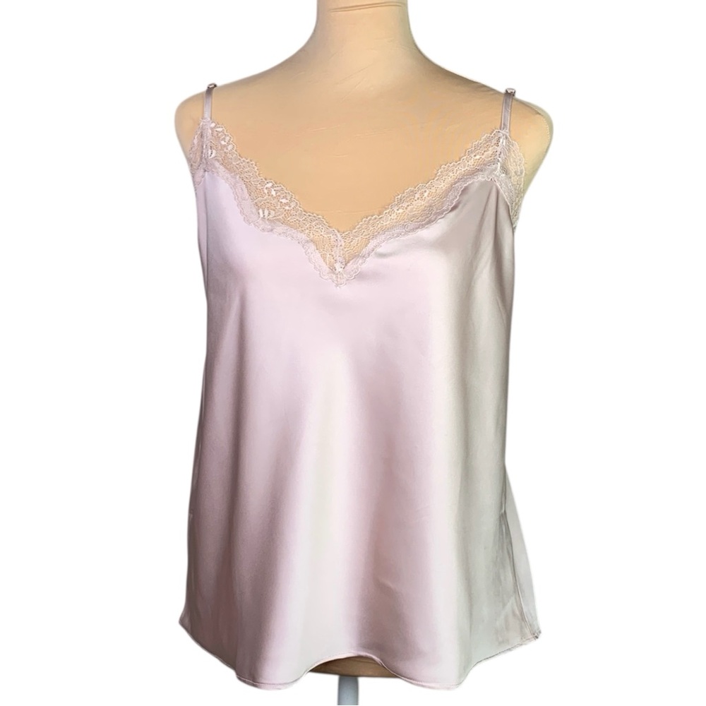Inc International Concepts Silky Satin Camisole Top Size L Pale Rose Pink NEW